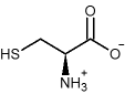 fórmula estructural de cisteína, HS-CH2-CH(NH3+)-COO-
