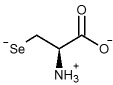 fórmula estructural de selenocisteína, HSe-CH2-CH(NH3+)-COO-