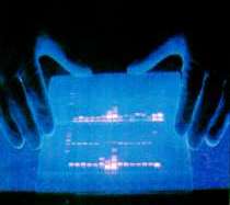 fotografía de un gel revelado bajo UV